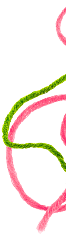 Image of tangled yarn in two different colors.