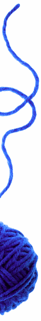 Image of a yarn ball with yarn unraveling from it. The yarn is blue in color.