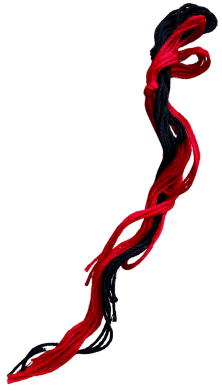 Image of red and black embroidery thread.