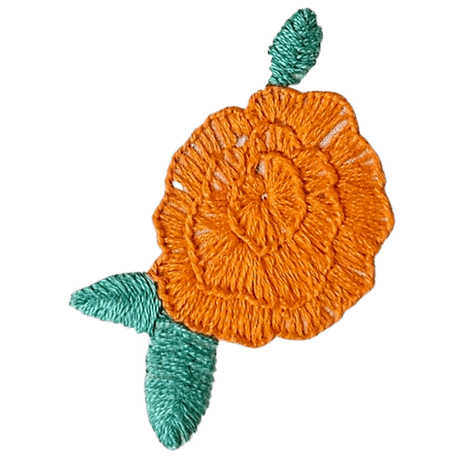 Image of a flower made from embroidery stitches.