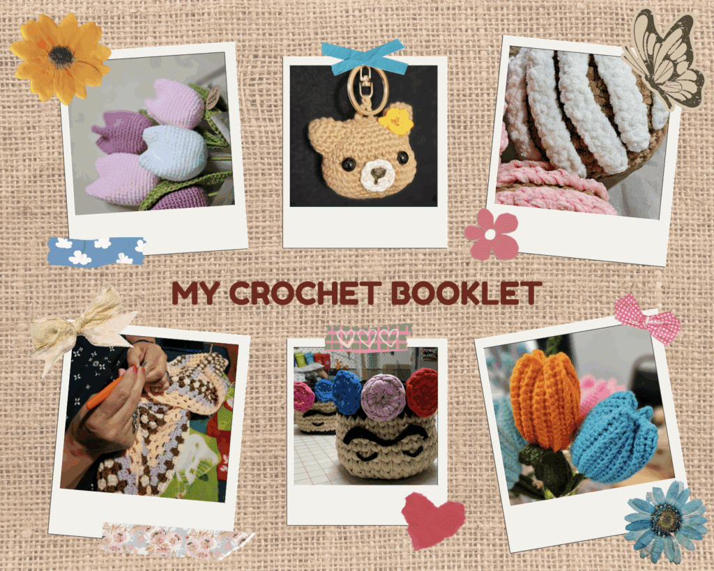Photo of the front page of a crochet booklet PDF that details crochet techniques.