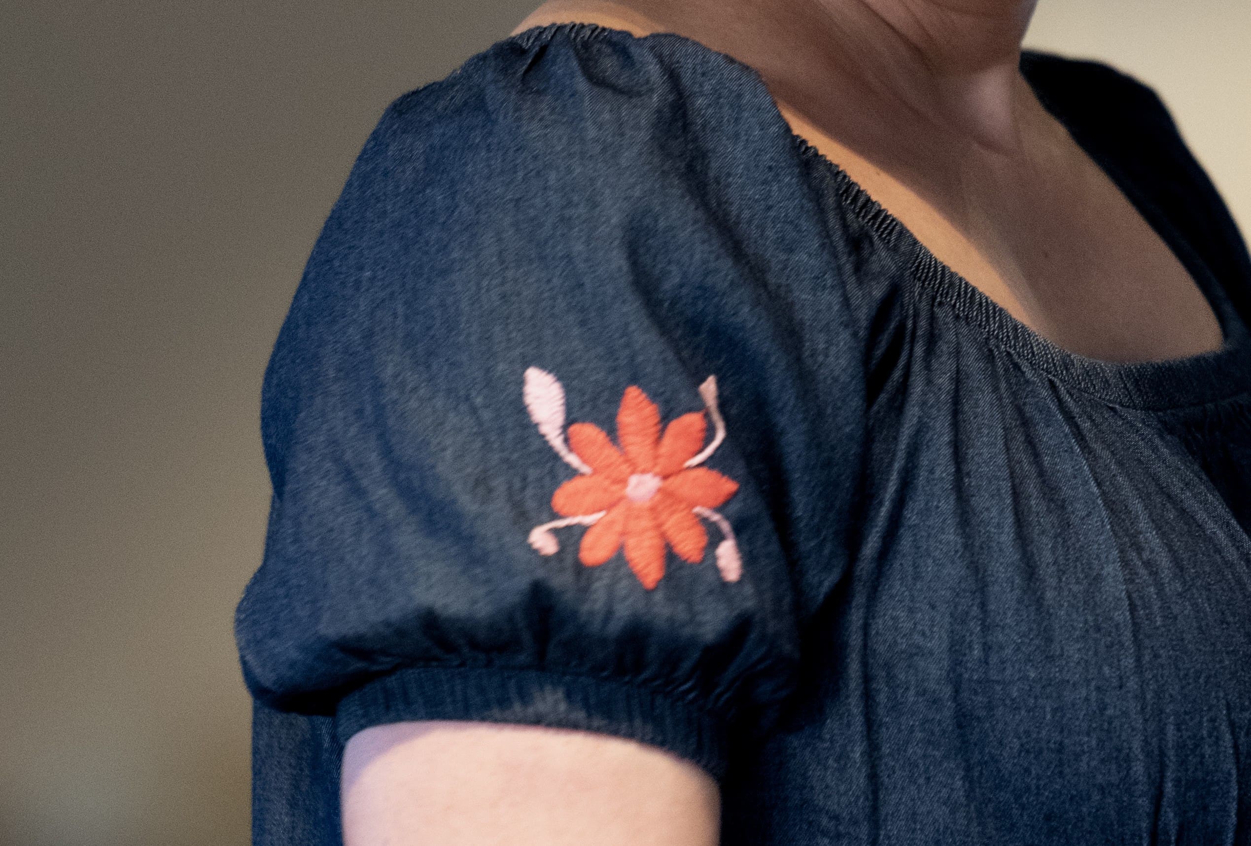 embroidery detail on short sleeve
